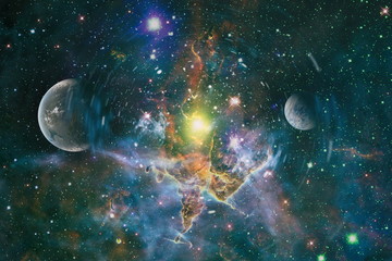 Planets, stars and galaxies in outer space showing the beauty of space exploration. Elements...