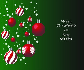 christmas card with christmas balls and place for your text