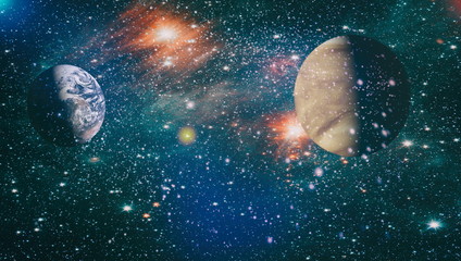 Cosmic clouds of mist on bright colorful backgrounds. Elements of this image furnished by NASA