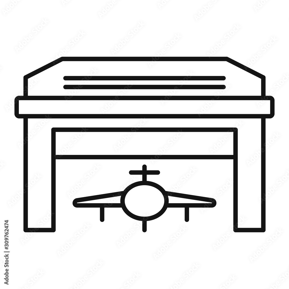 Poster plane hangar icon. outline plane hangar vector icon for web design isolated on white background