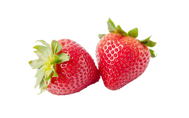 Two ripe strawberries isolated on the white background
