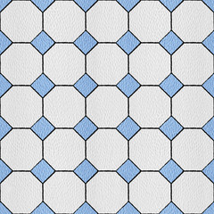 Hexagonal tile mosaic floor - Interior wall decor - decorative tiles - seamless background - white-blue coloring