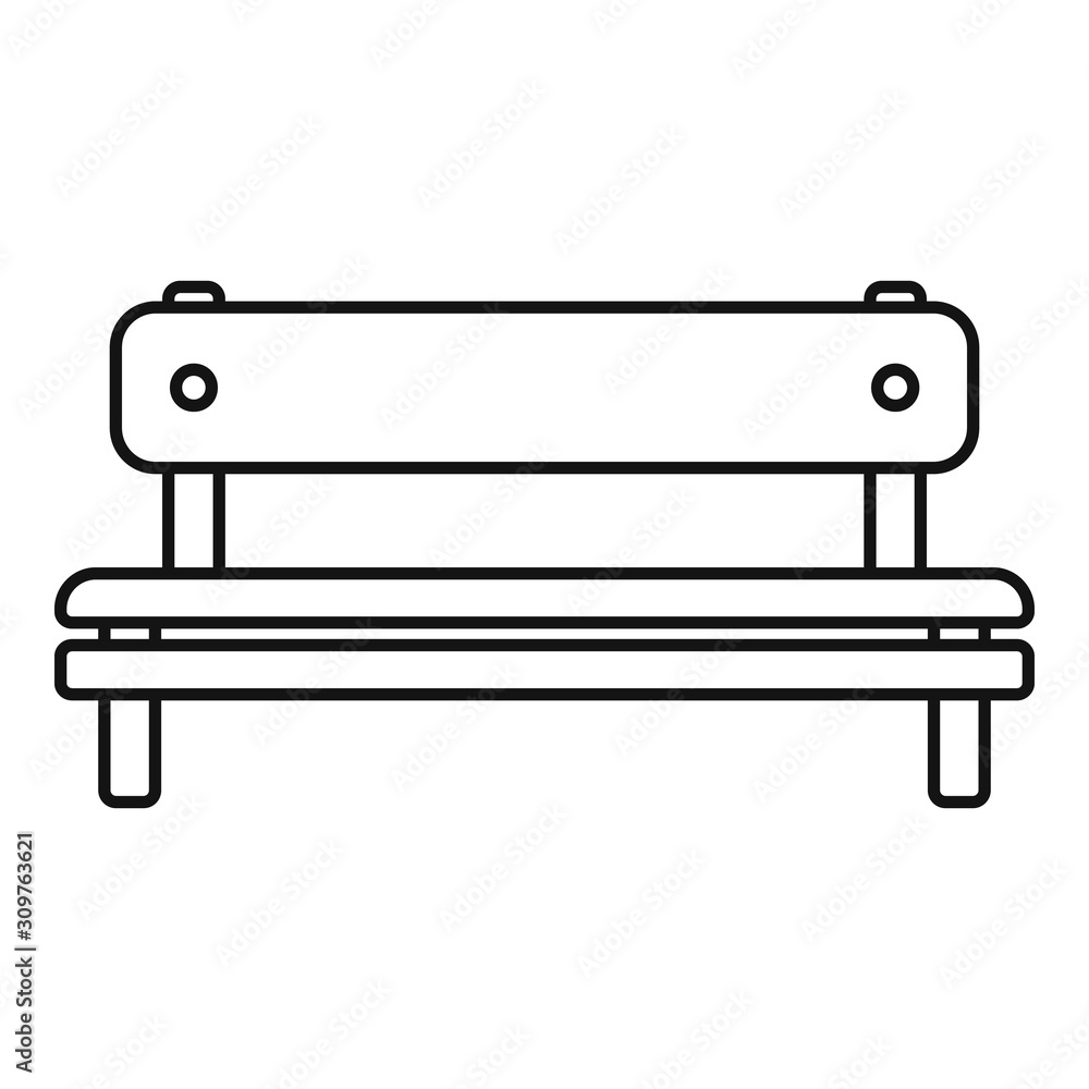 Sticker Seat bench icon. Outline seat bench vector icon for web design isolated on white background