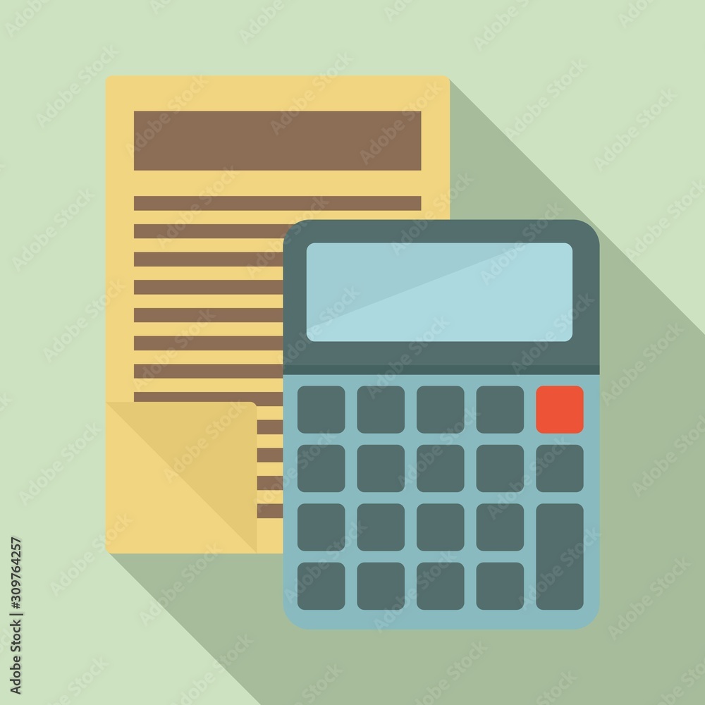 Poster papers calculator icon. flat illustration of papers calculator vector icon for web design