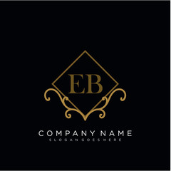 Initial letter EB logo luxury vector mark, gold color elegant classical