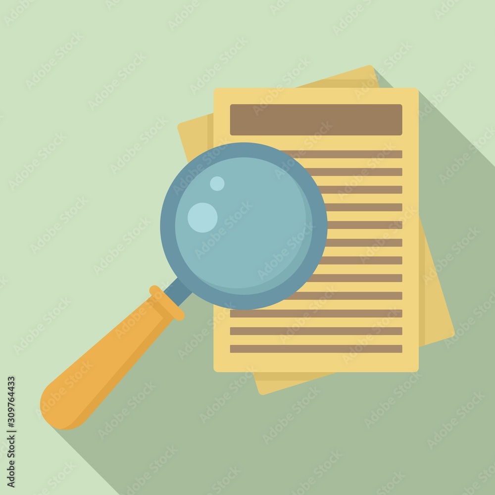 Poster paper under magnifier icon. flat illustration of paper under magnifier vector icon for web design