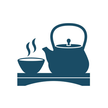 High Quality Dark Blue Flat Tea Pot Ceremony Icon For Web Site Designs, Mobile Apps And Social Media Posts.