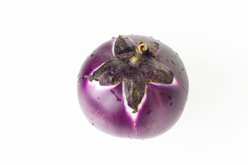 Round purple eggplant.