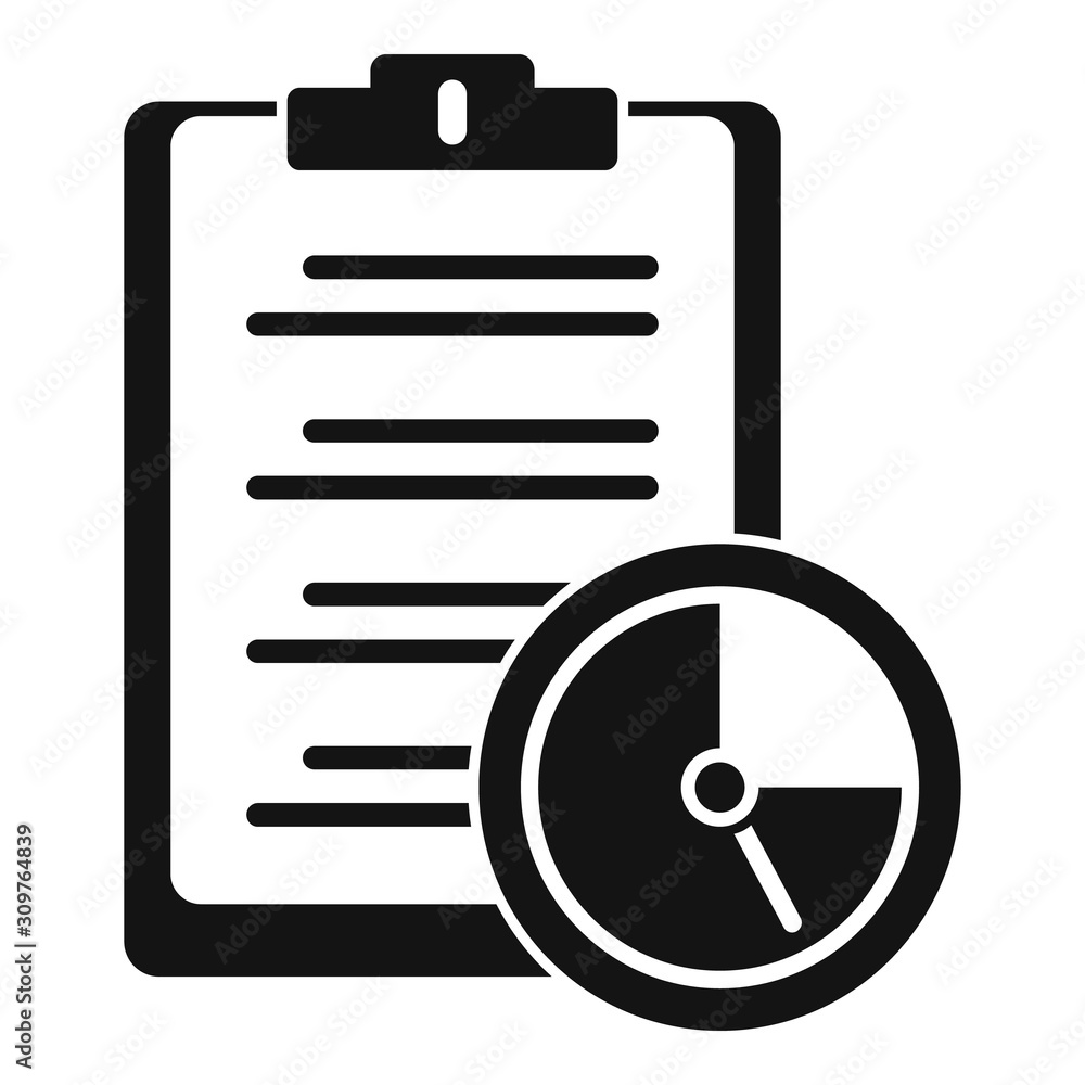 Poster clipboard time task icon. simple illustration of clipboard time task vector icon for web design isol