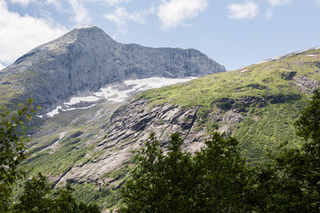 Landschaft am Boyabreen Gletscher im Jostedalsbreen Nationalpark, Norwegen