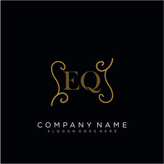 Initial letter EQ logo luxury vector mark, gold color elegant classical