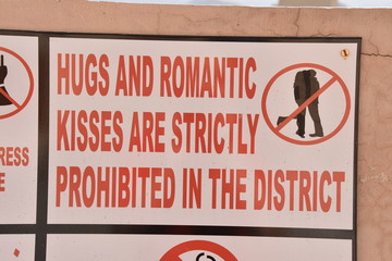 Hugs and Kisses Prohibited Sign, Nizwa, Oman