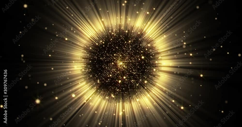 Aufkleber gold light sphere ball with glitter sparkles burst and glowing shimmer radiance explosion burst. mag