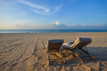 Relaxing chairs at the seaside luxury resort