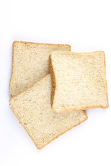 Sliced of whole wheat bread on white background