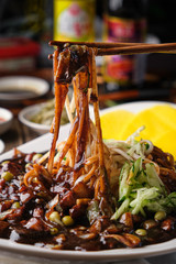 Korean noodles with dark bean sauce
