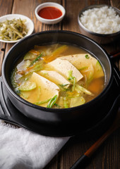 Hot korean tofu soup