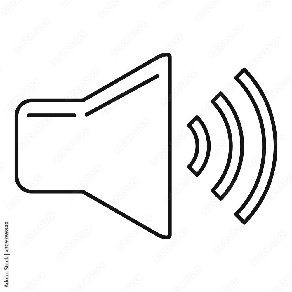Poster speaker volume on icon. outline speaker volume on vector icon for web design isolated on white backg
