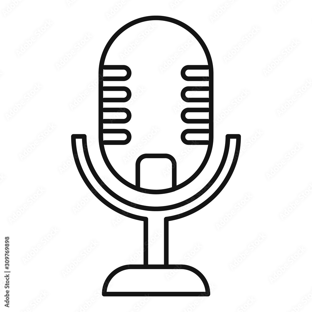 Poster studio microphone icon. outline studio microphone vector icon for web design isolated on white backg