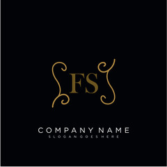 Initial letter FS logo luxury vector mark, gold color elegant classical