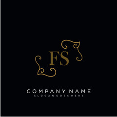 Initial letter FS logo luxury vector mark, gold color elegant classical