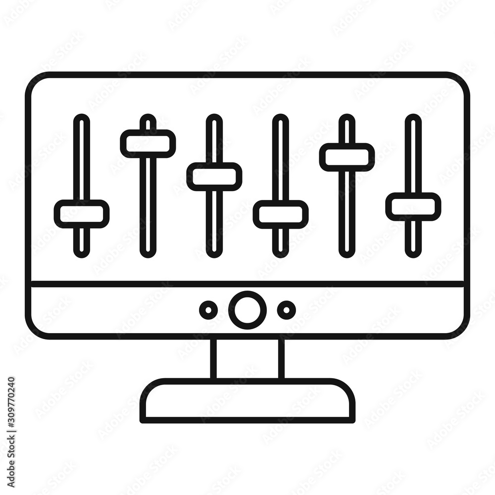 Poster monitor equalizer device icon. outline monitor equalizer device vector icon for web design isolated 