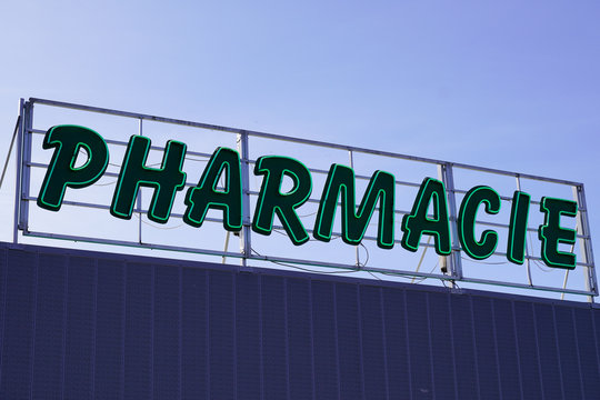 Pharmacie french sign store entrance text pharmacy
