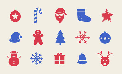 Set of Christmas icons. Xmas elements. Vector