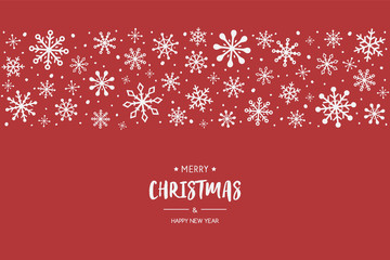 Christmas greeting card with decorative snowflakes and wishes. Xmas decoration. Vector