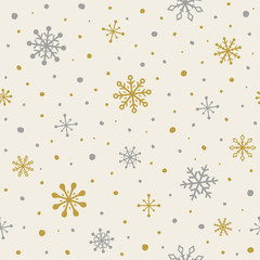 Pattern with snowflakes. Christmas background or wrapping paper. Vector