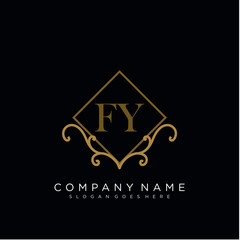 Initial letter FY logo luxury vector mark, gold color elegant classical