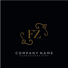 Initial letter FZ logo luxury vector mark, gold color elegant classical