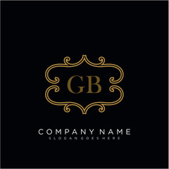 Initial letter GB logo luxury vector mark, gold color elegant classical