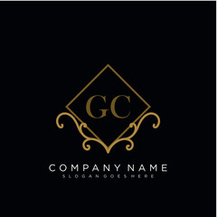 Initial letter GC logo luxury vector mark, gold color elegant classical