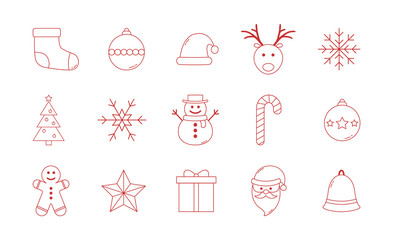 Xmas icons. Collection of Christmas elements. Vector