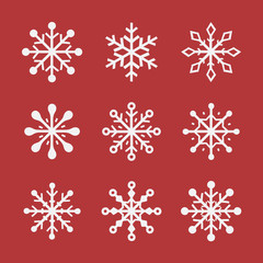 Naklejka na ściany i meble Collection of hand drawn snowflake icons. Vector