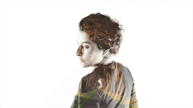 double exposure women studio shooting