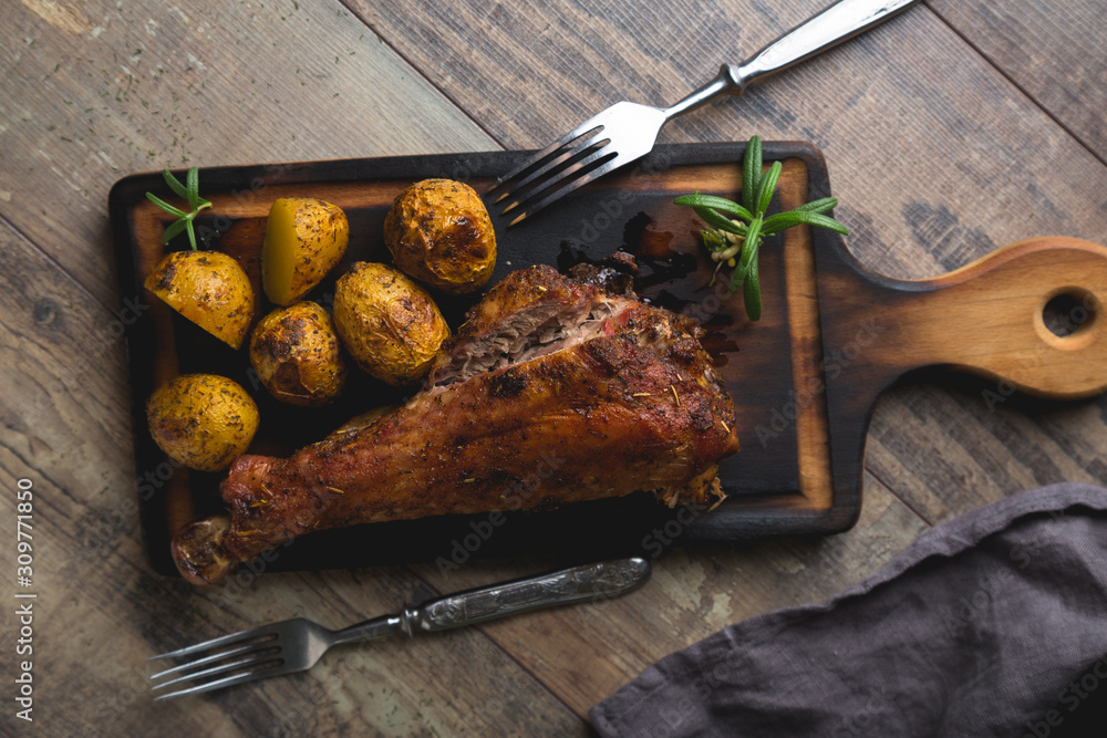 Canvas Prints baked turkey leg with garnish