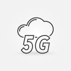 5G Cloud vector concept icon or symbol in thin line style