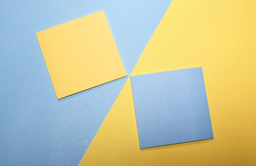 Blue yellow sticky note paper