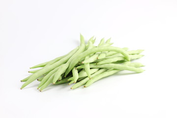 String beans , green beans on white background