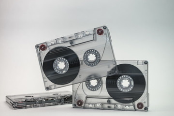 Beautiful Audio cassette tape. Minimalism retro style concept. 80s. Background pattern for design.