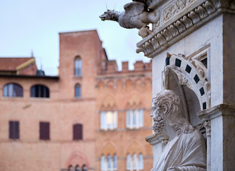 Naklejka premium Particolare di Palazzo Pubblico a Siena, Piazza del Campo