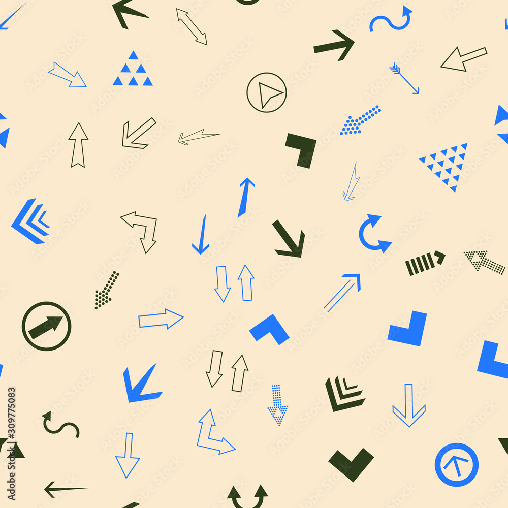 Poster seamless vector pattern with different arrows. modern cursor illustration