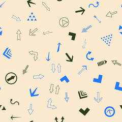 Seamless vector pattern with different arrows. Modern cursor illustration