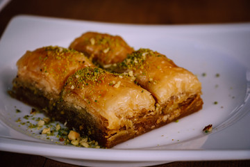 Beautiful baklava in Istanbul, Turkey