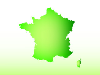 France map using green color with dark and light effect vector on light background illustration