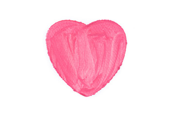painting pink heart on white background