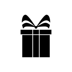 Gift boxes black silhouette icons isolated on white, transparent background. Shape vector icon. Gift simple symbol closeup