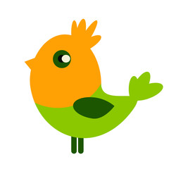 Cute bird isolated on white. Cartoon. 